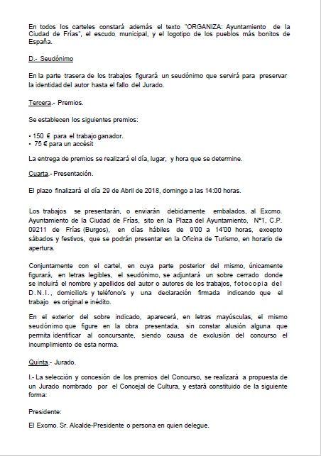Concurso Cartel Anunciador de las Jornadas Medievales en Frías 2018