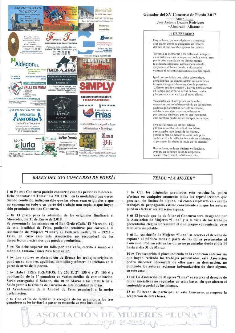 XVI Concurso de poesía en Frías burgos.