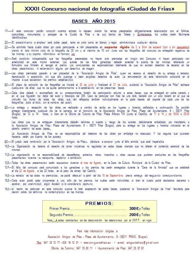 XXXII CONCURSO NACIONAL DE FOTOGRAFÍA "CIUDAD DE FRÍAS".